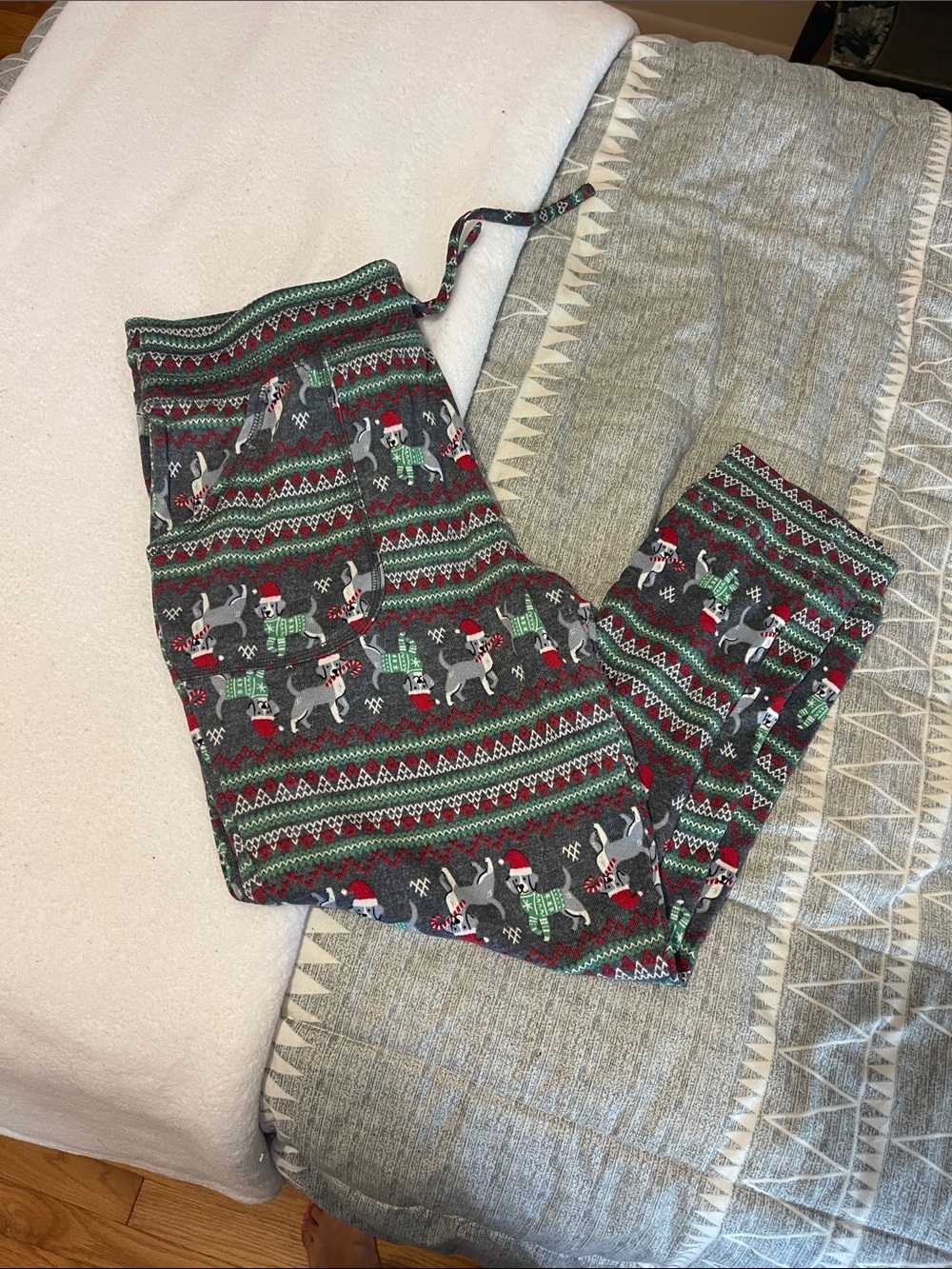Women’s Grey Holiday Dog Pajama Pants - Festive Print